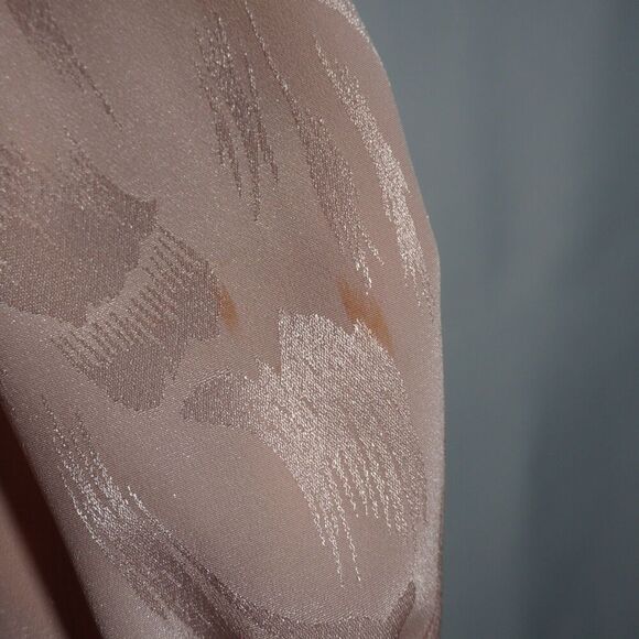 VTG 80s Miss Ashlee CA Pink Satin Faux Wrap Dress Sz 4 STAINS V Neck Long Sleeve - Picture 10 of 10